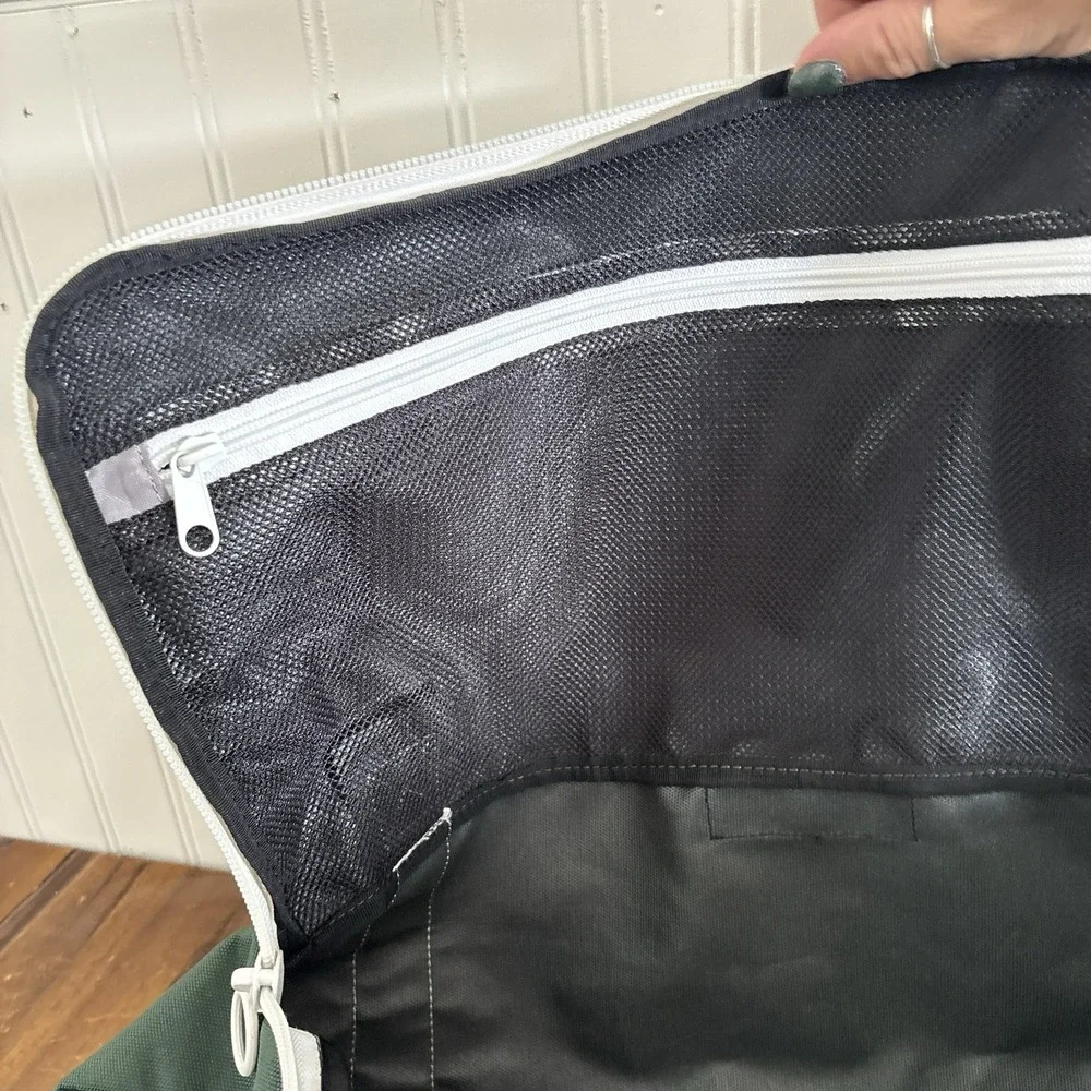 Vintage Lands' End Green White Duffel Bag Weekender Gym Travel Shoulder Strap